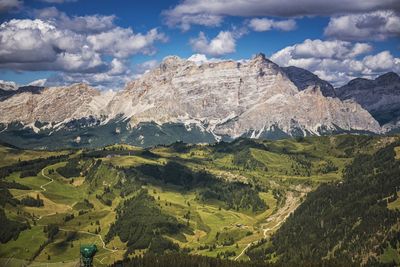 Scenic view of mountains at corvara