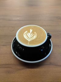 High angle view of coffee on table