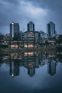 Reflection of buildings in water