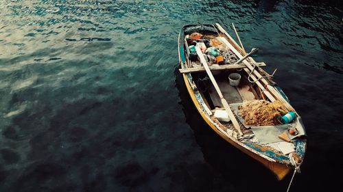 High angle view of person in boat