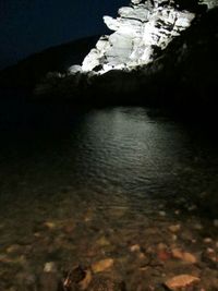 Scenic view of rocks in water against sky