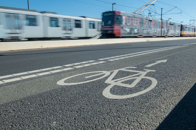 Bicycle road on tram track