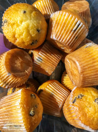 High angle view of bread in basket