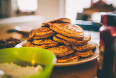 Close-up of bread in plate