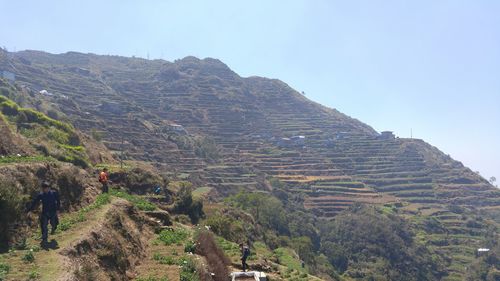 Scenic view of mountains against clear sky