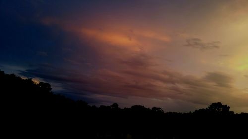 Silhouette trees against sky at sunset