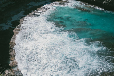 High angle view of wave in sea