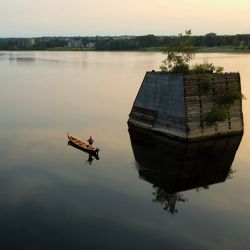 View of boats in river