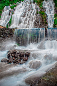 Scenic view of waterfall in forest