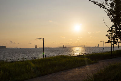 Scenic view of sea against sky during sunset