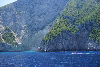 Scenic view of sea and mountains