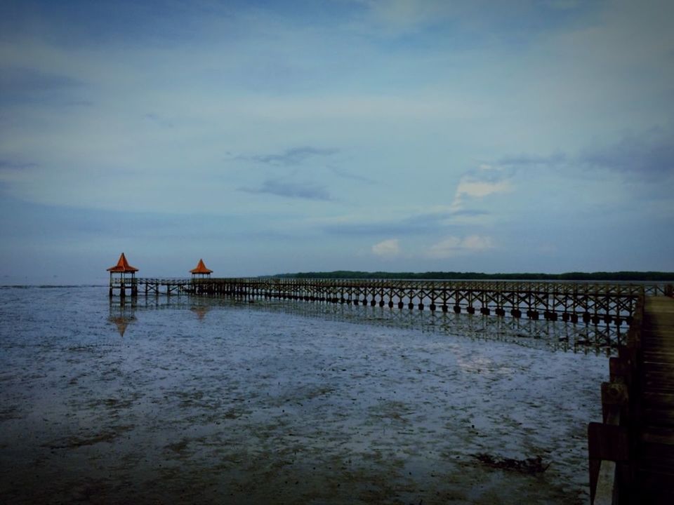 sky, cloud - sky, water, built structure, sea, architecture, scenics - nature, nature, tranquility, beauty in nature, building exterior, beach, land, tranquil scene, no people, pier, outdoors, day, dusk