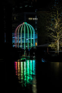 Illuminated building at night