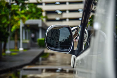 Close-up of side-view mirror