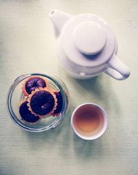 Directly above shot of breakfast on table