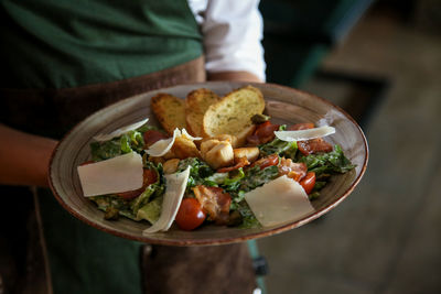 Close-up of food served on table