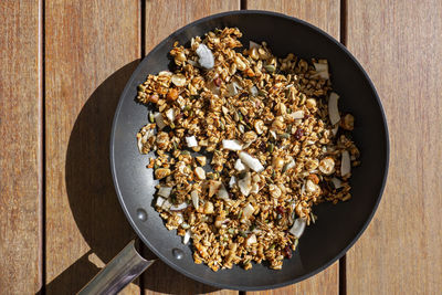 Directly above shot of breakfast on table