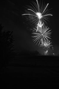 Low angle view of firework display at night