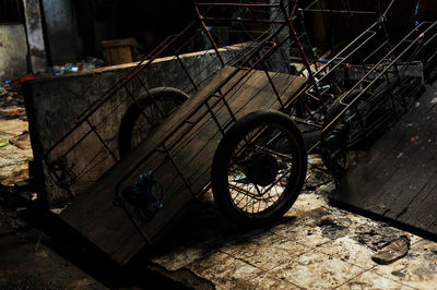 High angle view of bicycle on field