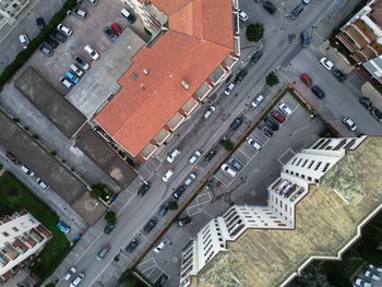 High angle view of buildings in city