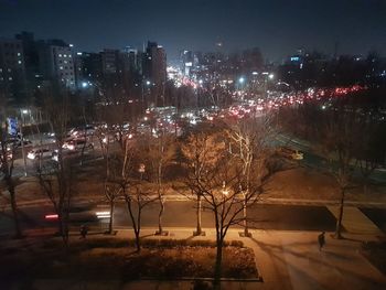 Illuminated city at night