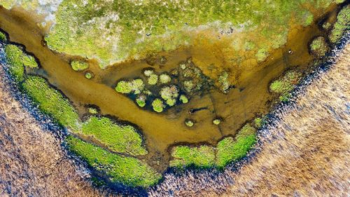 High angle view of rocks in sea