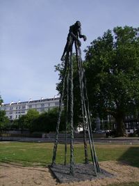 View of sculpture in park