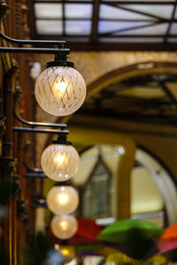 Close-up of illuminated lanterns