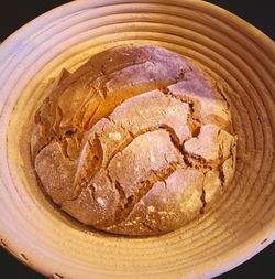 High angle view of bread in bowl