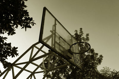 Low angle view of basketball hoop against sky