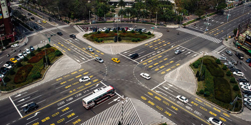 High angle view of traffic on road