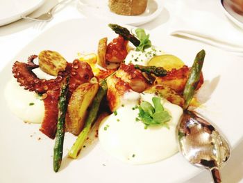 Close-up of meal served in plate