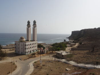 Panoramic view of sea against clear sky