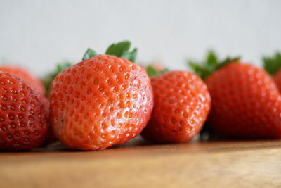 Close-up of strawberries on table