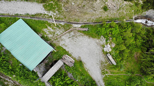 High angle view of built structure on land