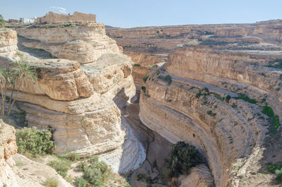 Scenic view of cliff against sky