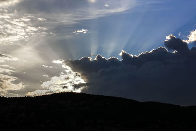 Scenic view of mountains against cloudy sky