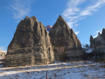 Built structure on snow covered landscape