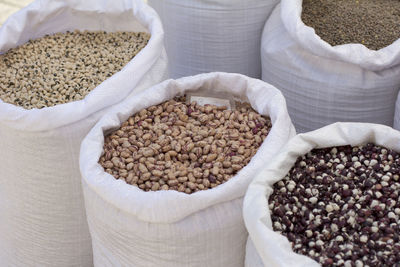 High angle view of bread for sale at market stall