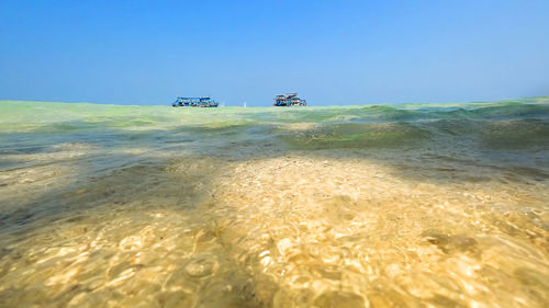 Scenic view of sea against clear sky