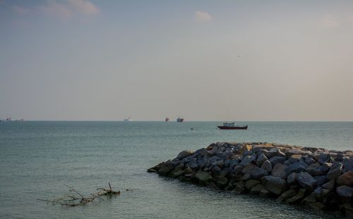 Scenic view of sea against clear sky