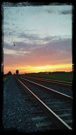 Railroad track at sunset