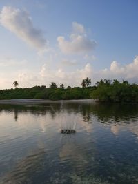Scenic view of lake against sky