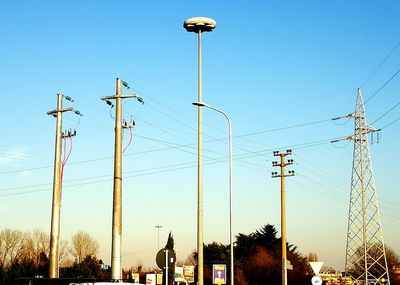 Low angle view of basketball hoop against sky