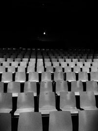Empty chairs in movie theater
