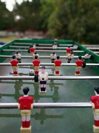 Close-up of foosball