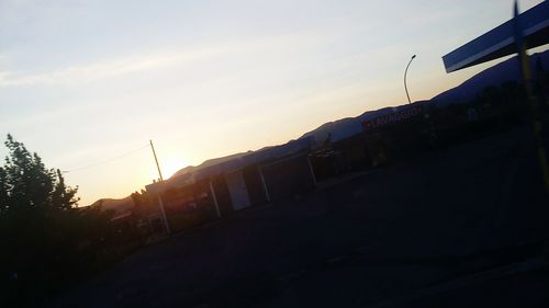 Silhouette of buildings at sunset