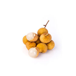 High angle view of eggs against white background