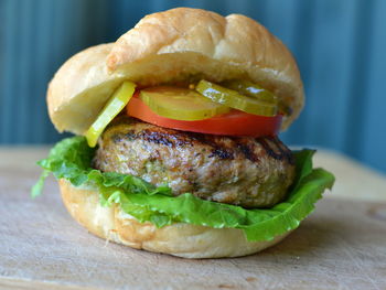 Close-up of burger