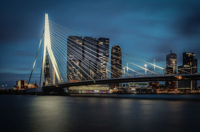 View of suspension bridge at night